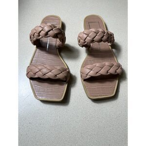 Dolce Vita Indy Sandals Sz 8 Natural Cork Flats Double Braided Straps Casual
